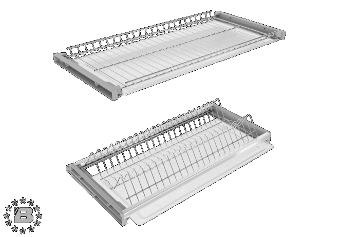 Комплект посудосушителя с рамкой (цвет серебристо-серый) с регулировкой глубины, решетки из нержавеющей стали 800 в Омске